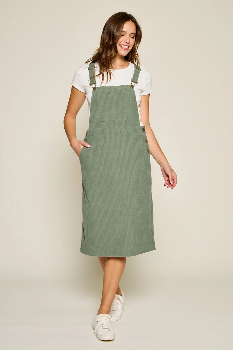 Corduroy Overall Dress in Sage – Randee & Company