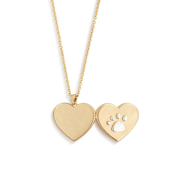 Pawprint Love You Gold Locket - 18in