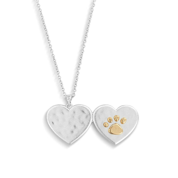 Pawprint Love You Silver Locket - 18in