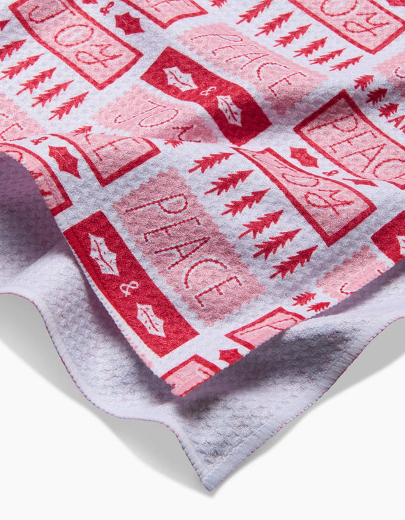 Peace Joy Stamps Tea Towel