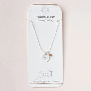 Stone Intention Charm Necklace - Tourmaline/Silver