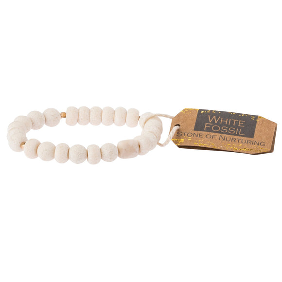 White Fossil Stone Bracelet - Stone of Nurturing