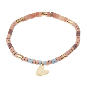 Stone Intention Charm Bracelet - Rhodonite/Gold