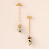 Stone Meteor Thread/Jacket Earring - Dalmation Jasper/Gold - Stone of Joy